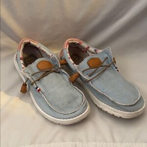 Hey Dude Light Blue and Red Casual Shoes